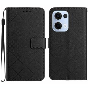 For OPPO Reno13 5G Global Rhombic Grid Texture Leather Phone Case(Black)
