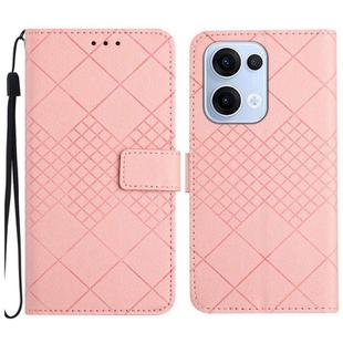 For OPPO Reno13 5G Global Rhombic Grid Texture Leather Phone Case(Pink)