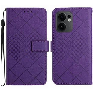 For OPPO Reno13 F 5G Rhombic Grid Texture Leather Phone Case(Purple)
