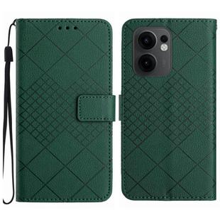 For OPPO Reno13 F 5G Rhombic Grid Texture Leather Phone Case(Green)