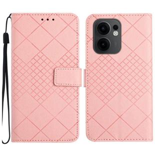 For OPPO Reno13 F 5G Rhombic Grid Texture Leather Phone Case(Pink)
