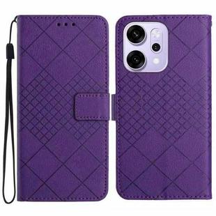 For OPPO Reno14 Pro 5G Global Rhombic Grid Texture Leather Phone Case(Purple)
