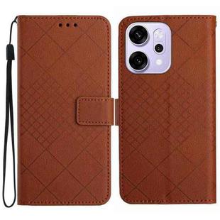 For OPPO Reno14 Pro 5G Global Rhombic Grid Texture Leather Phone Case(Brown)