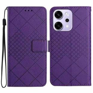 For OPPO Reno14 5G Global Rhombic Grid Texture Leather Phone Case(Purple)
