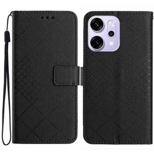 For OPPO Reno14 5G Global Rhombic Grid Texture Leather Phone Case(Black)
