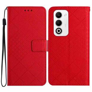 For OPPO A5 5G Global Rhombic Grid Texture Leather Phone Case(Red)