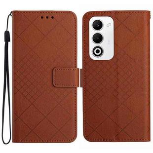 For OPPO A5 5G Global Rhombic Grid Texture Leather Phone Case(Brown)