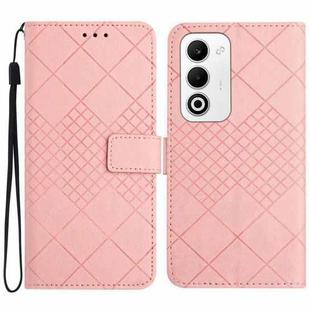 For OPPO A5 5G Global Rhombic Grid Texture Leather Phone Case(Pink)