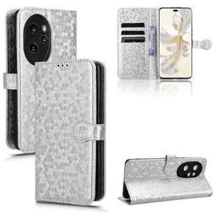 For Honor 100 Pro 5G Honeycomb Dot Texture Leather Phone Case(Silver)