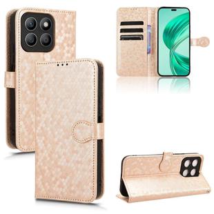 For Honor X8c 4G Honeycomb Dot Texture Leather Phone Case(Gold)