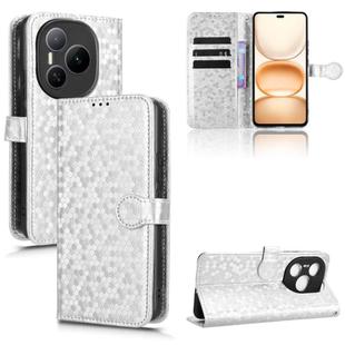 For Honor Power 5G Honeycomb Dot Texture Leather Phone Case(Silver)