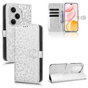 For Honor 400 Pro Global 160.8mm Honeycomb Dot Texture Leather Phone Case(Silver)