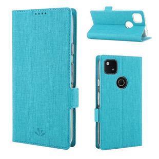 For Google Pixel 4a ViLi Side Button Magnetic Suction Type Shockproof TPU + PU Horizontal Flip Protective Case with Card Slot & Holder & Wallet(Blue)
