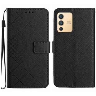 For vivo V23 5G Rhombic Grid Texture Leather Phone Case(Black)