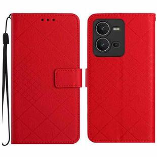For vivo V25 5G / X80 Lite Rhombic Grid Texture Leather Phone Case(Red)