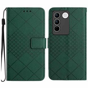 For vivo V27 / V27 Pro Global Rhombic Grid Texture Leather Phone Case(Green)