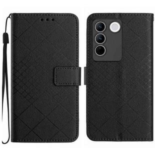 For vivo V27 / V27 Pro Global Rhombic Grid Texture Leather Phone Case(Black)