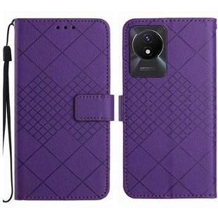 For vivo Y02 4G / Y02A / Y11 2023 Rhombic Grid Texture Leather Phone Case(Purple)