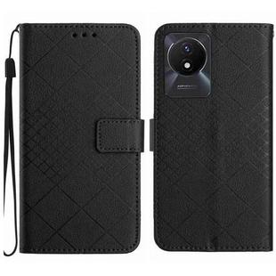 For vivo Y02 4G / Y02A / Y11 2023 Rhombic Grid Texture Leather Phone Case(Black)