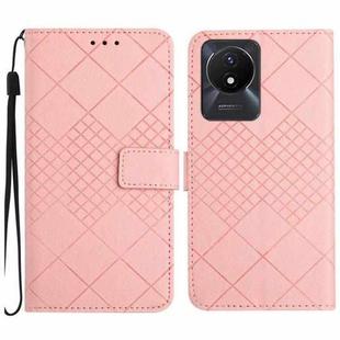 For vivo Y02 4G / Y02A / Y11 2023 Rhombic Grid Texture Leather Phone Case(Pink)