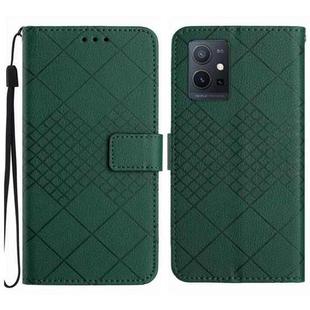 For vivo Y55 5G / Y55s 5G 2023 / Y75 5G  Rhombic Grid Texture Leather Phone Case(Green)