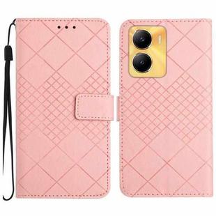 For vivo Y56 5G / Y16 4G / Y02s Global Rhombic Grid Texture Leather Phone Case(Pink)