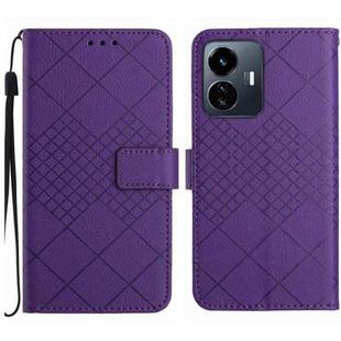 For vivo Y77 5G / Y77e 5G / Y22s 4G Global Rhombic Grid Texture Leather Phone Case(Purple)