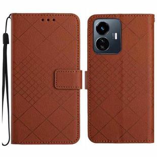 For vivo Y77 5G / Y77e 5G / Y22s 4G Global Rhombic Grid Texture Leather Phone Case(Brown)