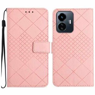 For vivo Y77 5G / Y77e 5G / Y22s 4G Global Rhombic Grid Texture Leather Phone Case(Pink)
