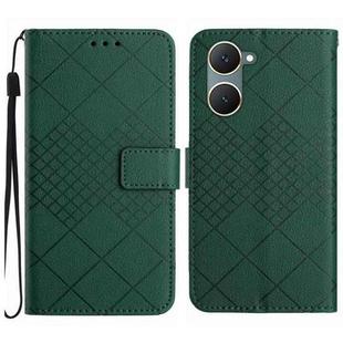 For vivo Y03 4G Rhombic Grid Texture Leather Phone Case(Green)