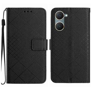 For vivo Y03 4G Rhombic Grid Texture Leather Phone Case(Black)