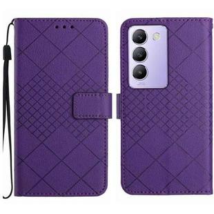 For vivo Y200e 5G/Y100 5G IDN/V30 Lite 5G India Rhombic Grid Texture Leather Phone Case(Purple)