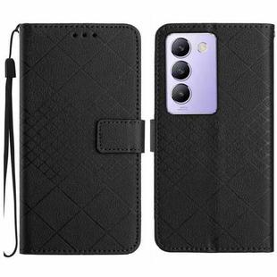 For vivo Y200e 5G/Y100 5G IDN/V30 Lite 5G India Rhombic Grid Texture Leather Phone Case(Black)