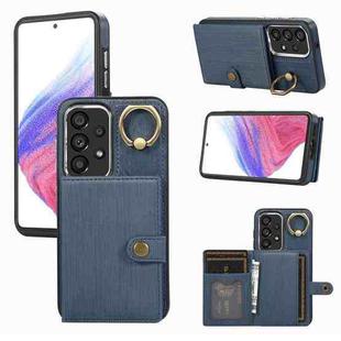 For Samsung Galaxy A53 5G Brushed Texture Wallet Ring Holder Phone Case(Blue)