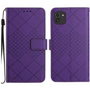 For Samsung Galaxy A03 164mm Rhombic Grid Texture Leather Phone Case(Purple)