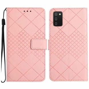 For Samsung Galaxy A03s 165.8mm US Rhombic Grid Texture Leather Phone Case(Pink)