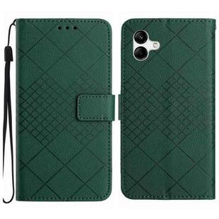 For Samsung Galaxy A04e / F04 / M04 4G Rhombic Grid Texture Leather Phone Case(Green)