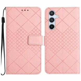 For Samsung Galaxy A05s Rhombic Grid Texture Leather Phone Case(Pink)