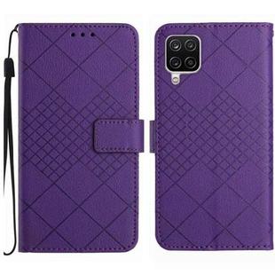 For Samsung Galaxy A12 5G/4G / M12 / F12 Rhombic Grid Texture Leather Phone Case(Purple)