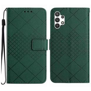 For Samsung Galaxy A13 4G Rhombic Grid Texture Leather Phone Case(Green)