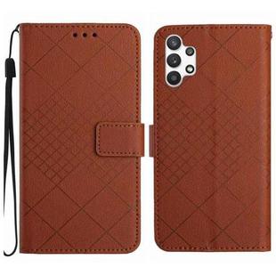 For Samsung Galaxy A13 4G Rhombic Grid Texture Leather Phone Case(Brown)