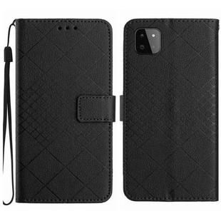 For Samsung Galaxy A22 5G Rhombic Grid Texture Leather Phone Case(Black)