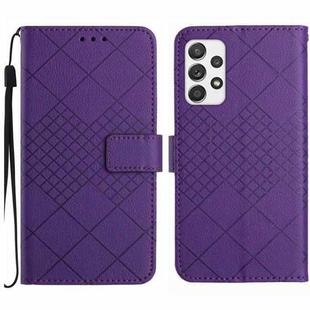 For Samsung Galaxy A23 4G / 5G / M23 5G Rhombic Grid Texture Leather Phone Case(Purple)