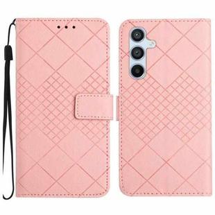 For Samsung Galaxy A25 5G Rhombic Grid Texture Leather Phone Case(Pink)