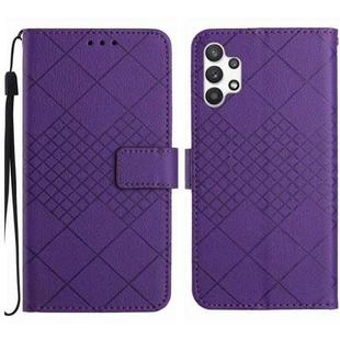 For Samsung Galaxy A32 4G Rhombic Grid Texture Leather Phone Case(Purple)