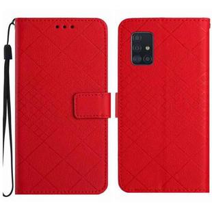 For Samsung Galaxy A51 4G / M40S Rhombic Grid Texture Leather Phone Case(Red)