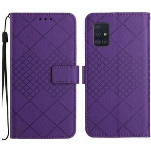 For Samsung Galaxy A51 5G Rhombic Grid Texture Leather Phone Case(Purple)