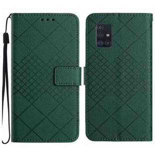 For Samsung Galaxy A51 5G Rhombic Grid Texture Leather Phone Case(Green)