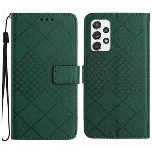 For Samsung Galaxy A52 / A52s Rhombic Grid Texture Leather Phone Case(Green)