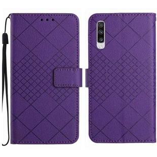 For Samsung Galaxy A70 / A70s Rhombic Grid Texture Leather Phone Case(Purple)